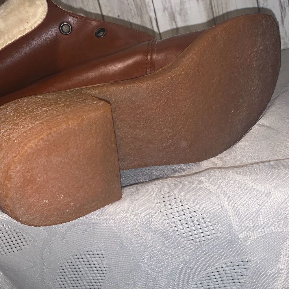 NWOT Vintage Sears Cognac Brown Shearling Boots Women’s Size 8.5‎ B - Picture 13 of 15